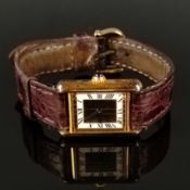 Armbanduhr, Cartier, Tank Vermeil, Paris, Sterlingsilber-Gehäuse, vergoldet, gestempelt und nummeri