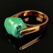Turquoise ring, 585/14K yellow gold (hallmarked), total weight 8.16g, size turquoise approx. 1x1.5c
