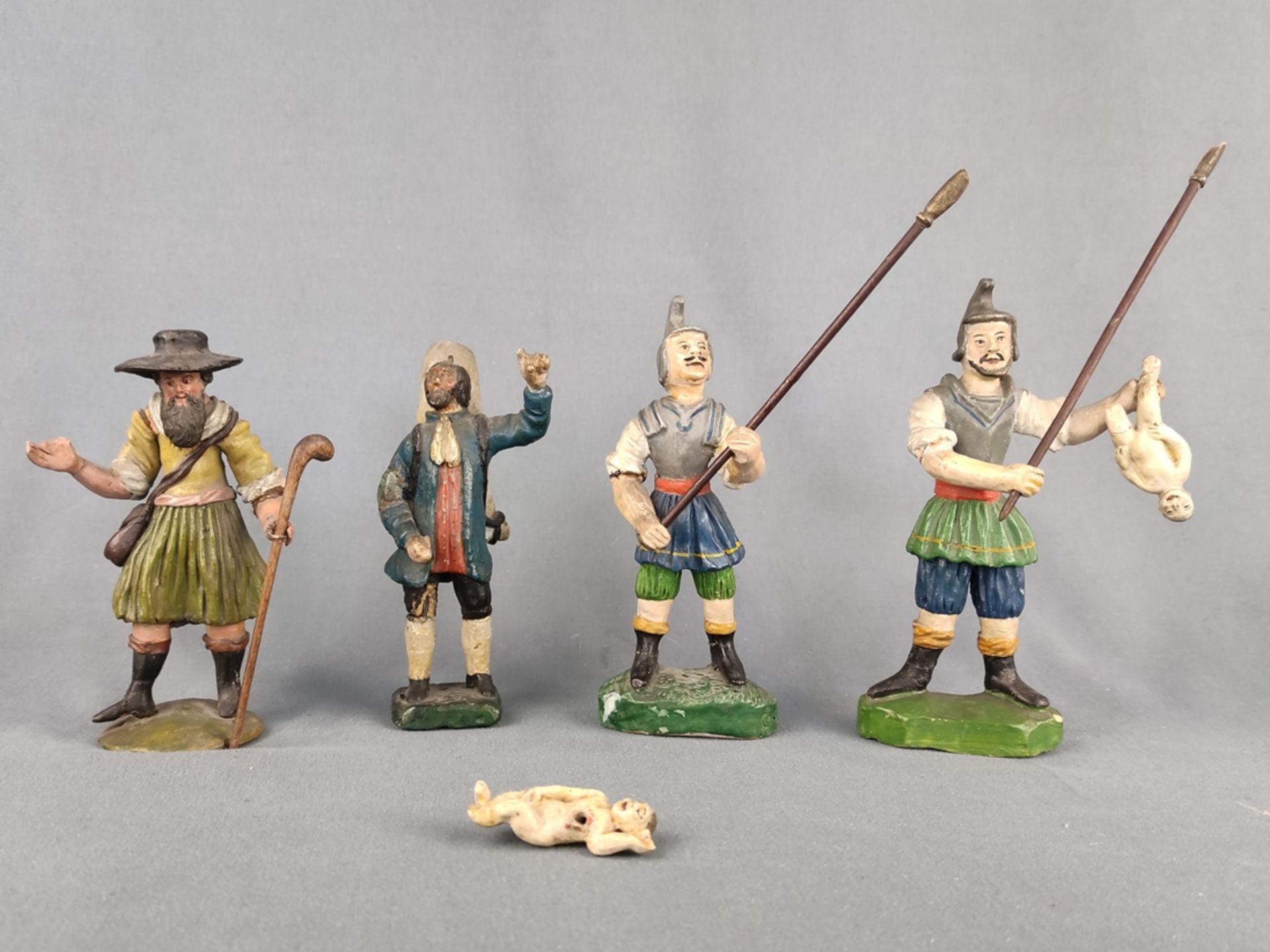 15 figurines, 19th century, terracotta, colourfully painted, one signed on base J: Göth., height of - Image 3 of 7