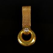 Diamond gold pendant, 750/18K (hallmarked), 3.3g, central diamant of around 0.065ct, length pendant