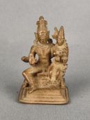Parvati und Shiva, kleine Bronzefigur, Asien, Höhe 7cm