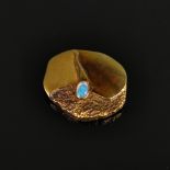 Design opal brooch, 585/14K yellow gold (hallmarked), total weight 5.12g, three differently designe