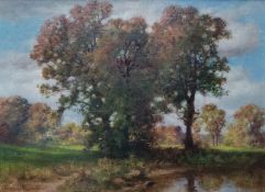 Rüdisühli, Hermann Traugott (1864 Lenzburg - 1944 München) "Landschaftsausblick" mit herbstlichen B