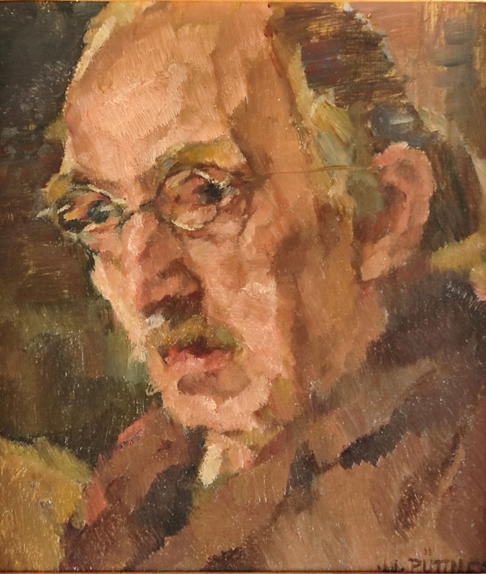 Püttner, Walter (1871 Leipzig - 1953 Bad Aibling) "Porträt eines älteren Herrn", Öl auf Leinwand, r