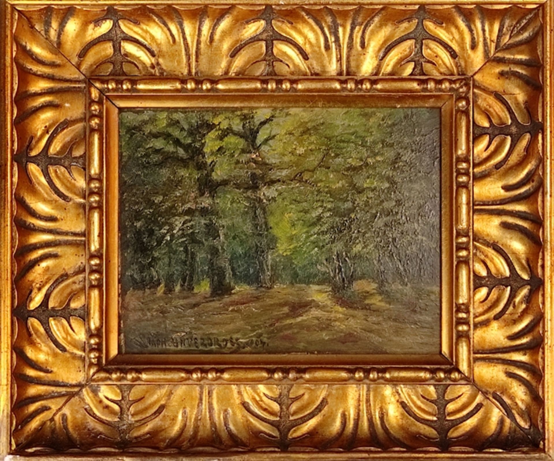 Unverdross, Raphael Oskar (1873 Düsseldorf - 1952) zwei Gemälde, "Sommerlandschaft", sommerlicher W - Bild 6 aus 7
