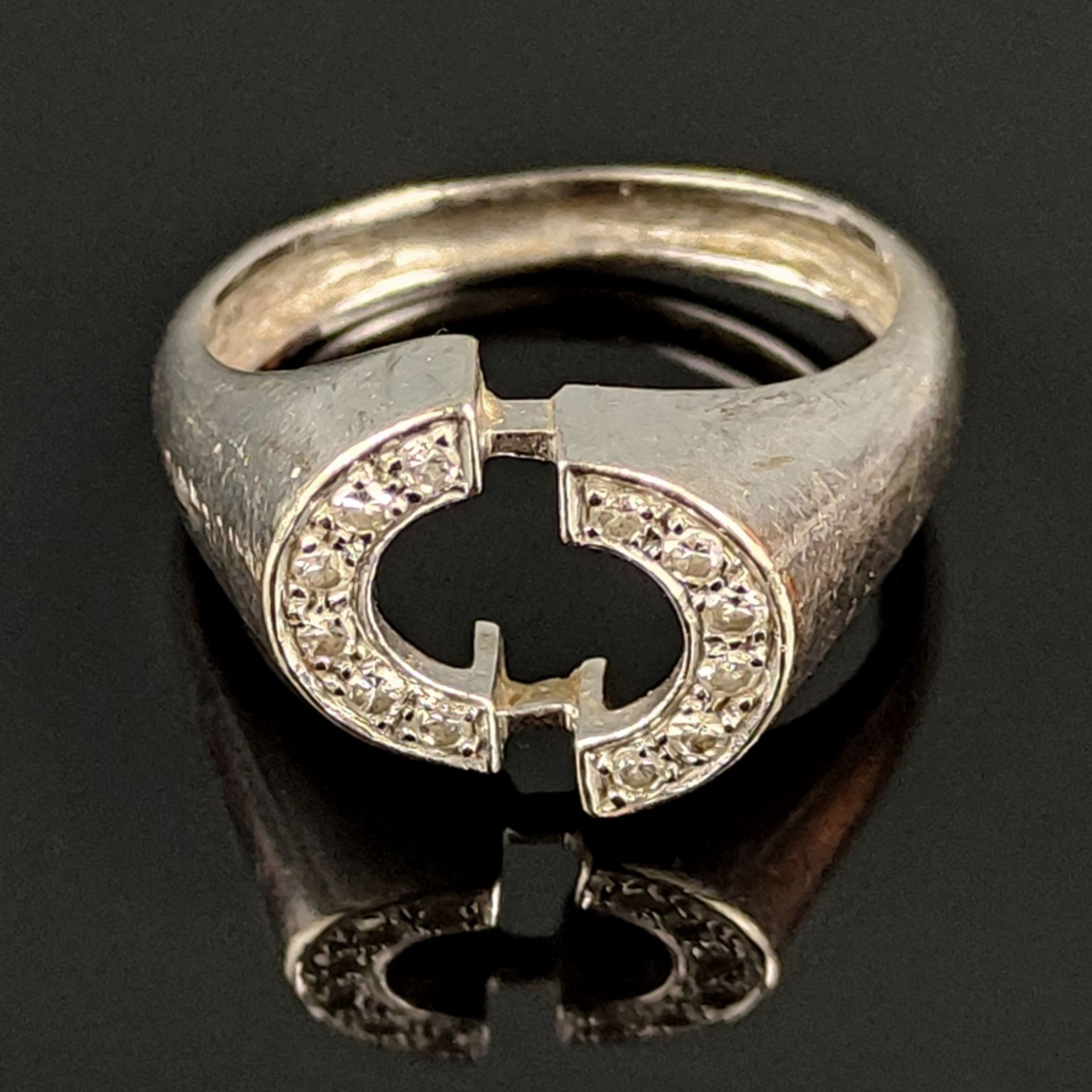 Designer Brillantring, 585/14K Weißgold (punziert), Gesamtgewicht 4,58g, Vorderseite gestaltet aus  - Bild 2 aus 3