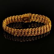 Armband, 750/18K Gelbgold (gepunzt und getestet), Italien, 31,5g, erweiterte Panzerkette mit Stecks