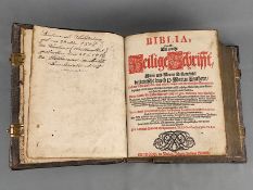 Antike Leipziger "Biblia Germanica", 1705, mit verziertem Titelblatt: "BIBLIA, Das ist: Die gantze 