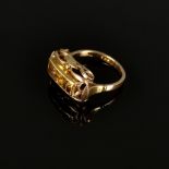 Citrine ring, 585/14K yellow gold (hallmarked), 4.19g, front side with curved openwork elements, wi