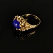 Lapis lazuli gold ring, 585/14K yellow gold (hallmarked), 5.77g, lapis lazuli cabochon in the centr