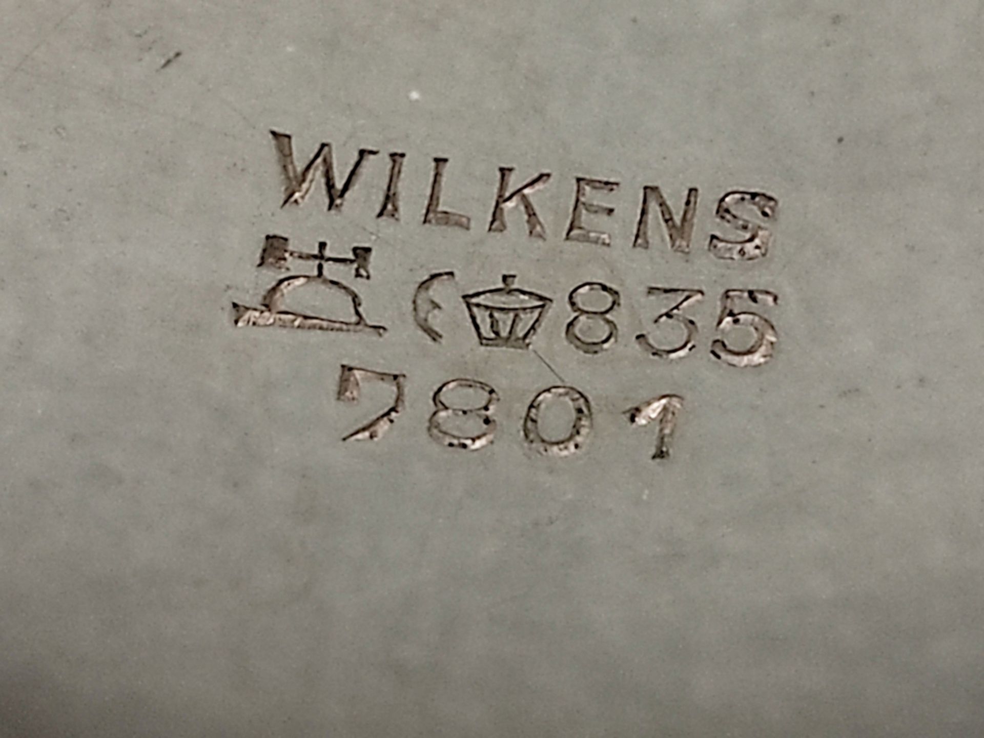 Milch/Zucker auf Tablett, Silber 835, 305g, Wilkens, Innenvergoldung, Höhe Milchkännchen 7cm, Maße  - Bild 3 aus 3