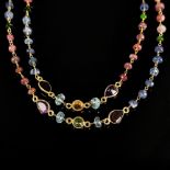 Designer necklace with gemstones, silver 925 in 585/14K yellow gold plated, total weight 30g, neckl
