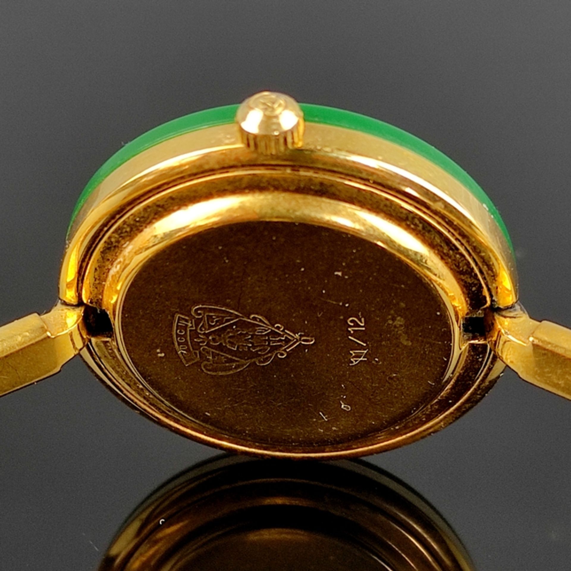 Gucci Vintage-Armbanduhr, Modell 11/12, in Originaletui, anbei insgesamt 12 Wechsellünetten, alle g - Bild 3 aus 4