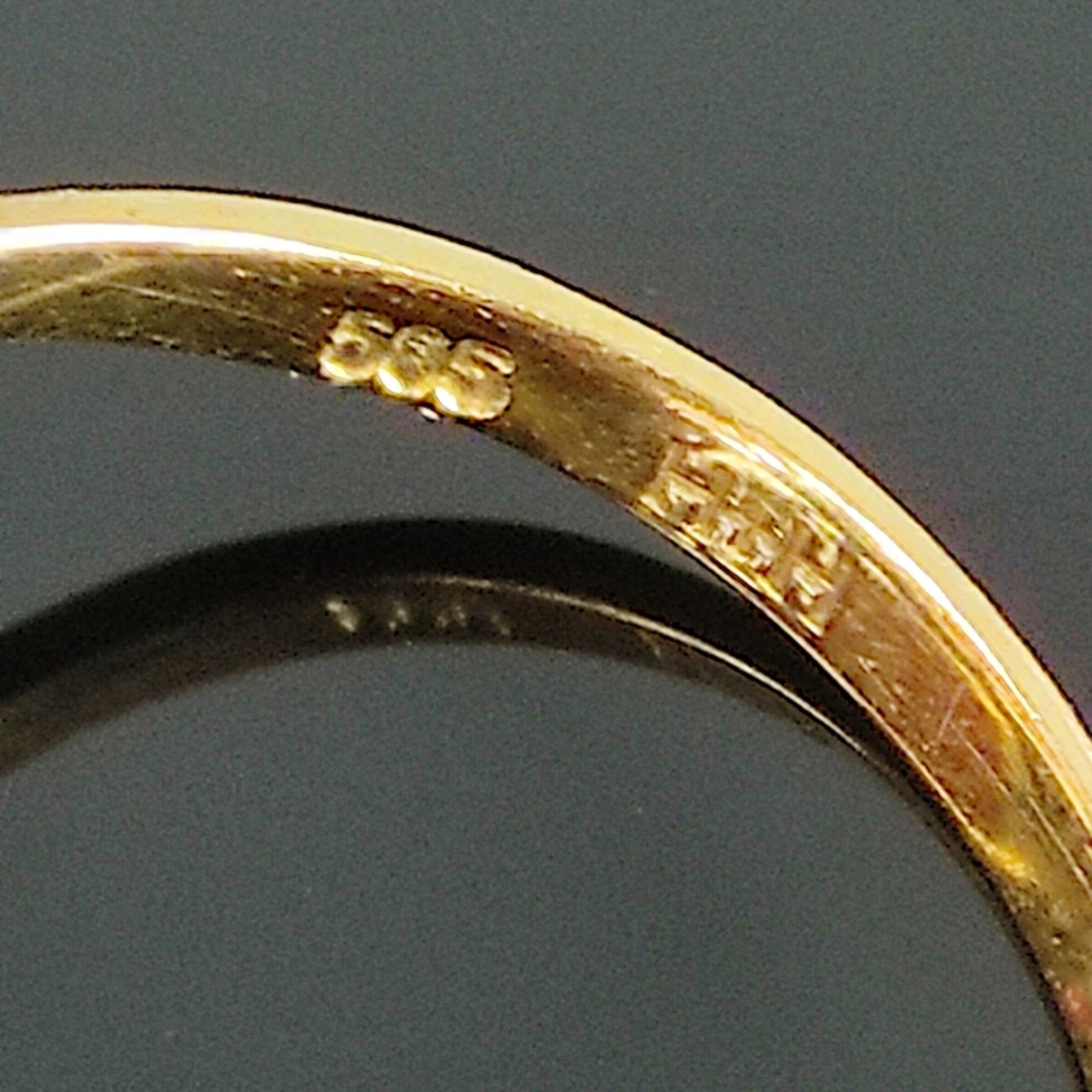 Korallen-Gold-Ring 585/14K Gelbgold (punziert), 5,1g, mittig Korallencabochon, Maße ca. 13,4x11mm,  - Bild 3 aus 3
