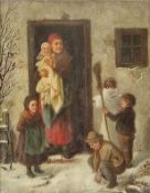 Neustätter, Louis / Ludwig (1829 München - 1899 Tutzing) "Schneevergnügen", Kinder vor dem Haus im 