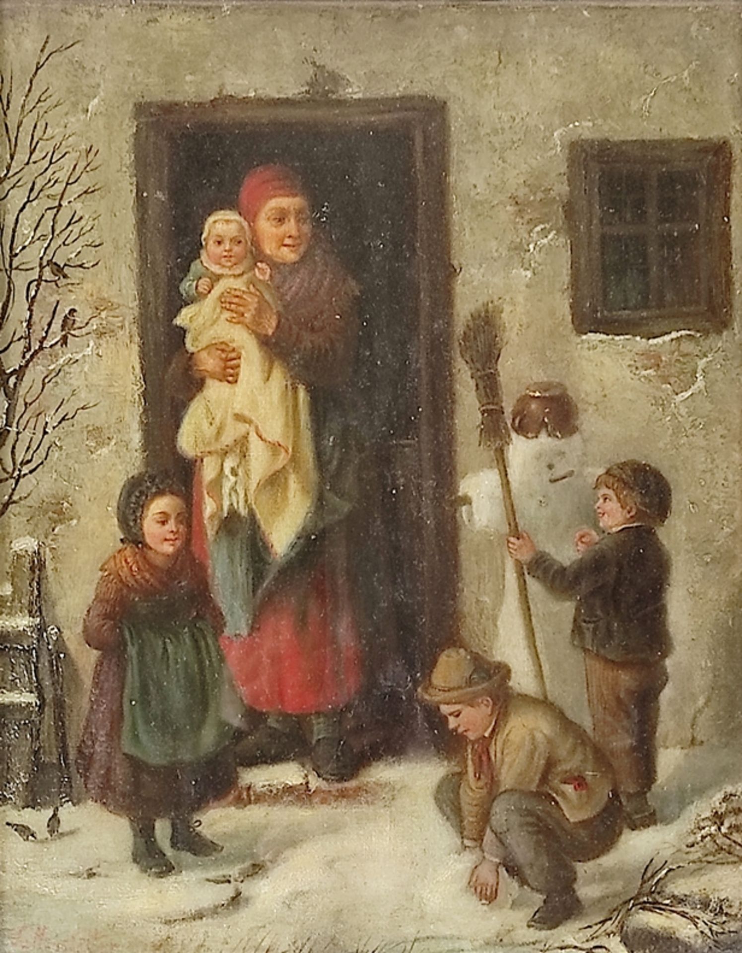 Neustätter, Louis / Ludwig (1829 Munich - 1899 Tutzing) "Schneevergnügen", children playing in the 