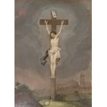 Painter of saints (17th/18th century) "Crucified Christ", Christ corpus, four-nail type, waving loi