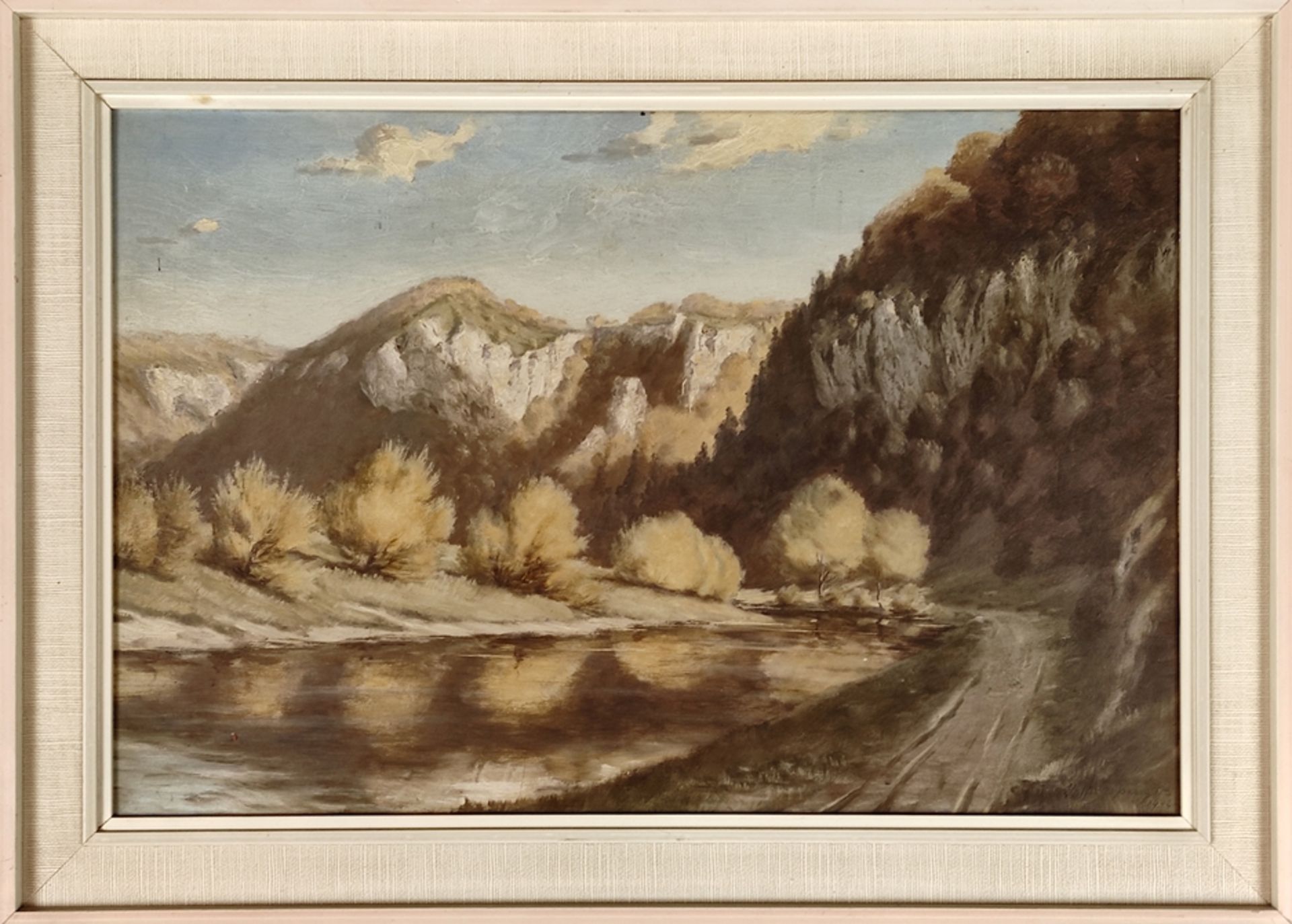 Schweissinger, Paul Otto (1887 Stuttgart - 1970 Mühlheim) "Donautal", Öl auf Platte, rechts unten s - Bild 2 aus 3