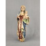 Madonna mit Jesuskind, Holz farbig gefasst, 18./19. Jahrhundert, Höhe 31cm, deutliche Abplatzungen