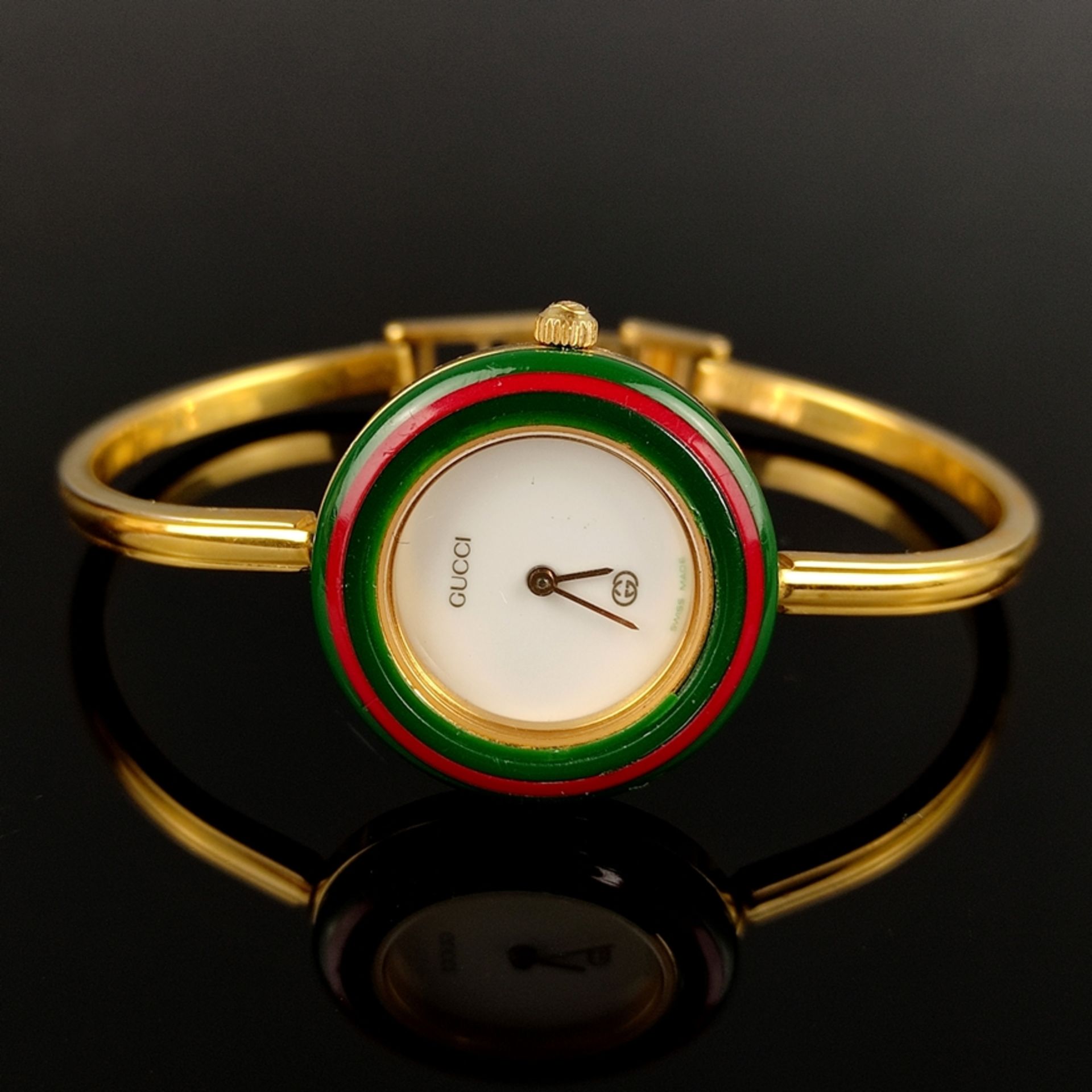 Gucci Vintage-Armbanduhr, Modell 11/12, in Originaletui, anbei insgesamt 12 Wechsellünetten, alle g - Bild 2 aus 4