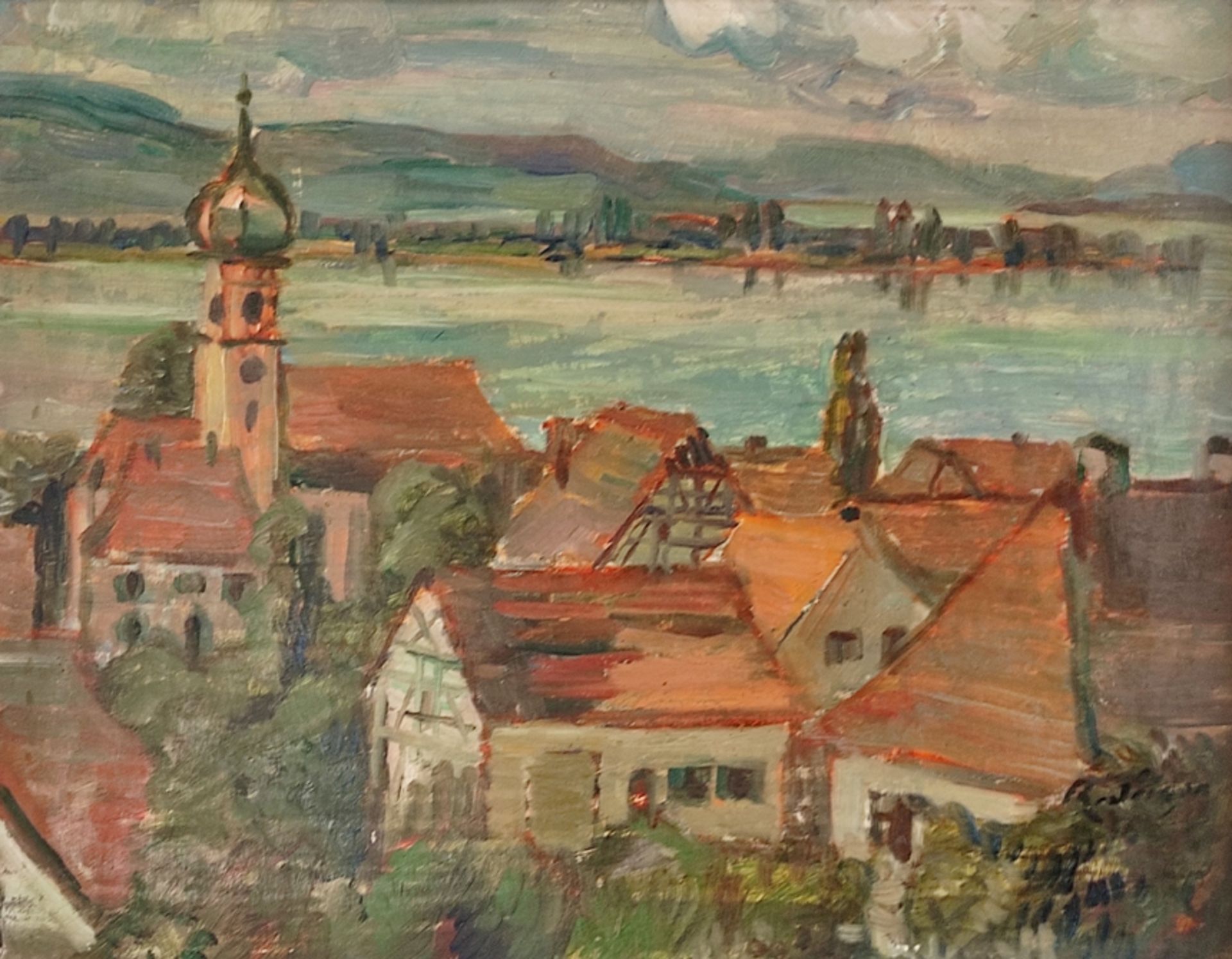 Dilger, Richard Alexander (1887 Überlingen - 1973 Allensbach) "Blick von Allensbach auf die Reichen