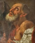 Heiligenmaler (18. Jahrhundert) "Heiliger Matthäus", wohl italienische Schule, in seiner linken Han
