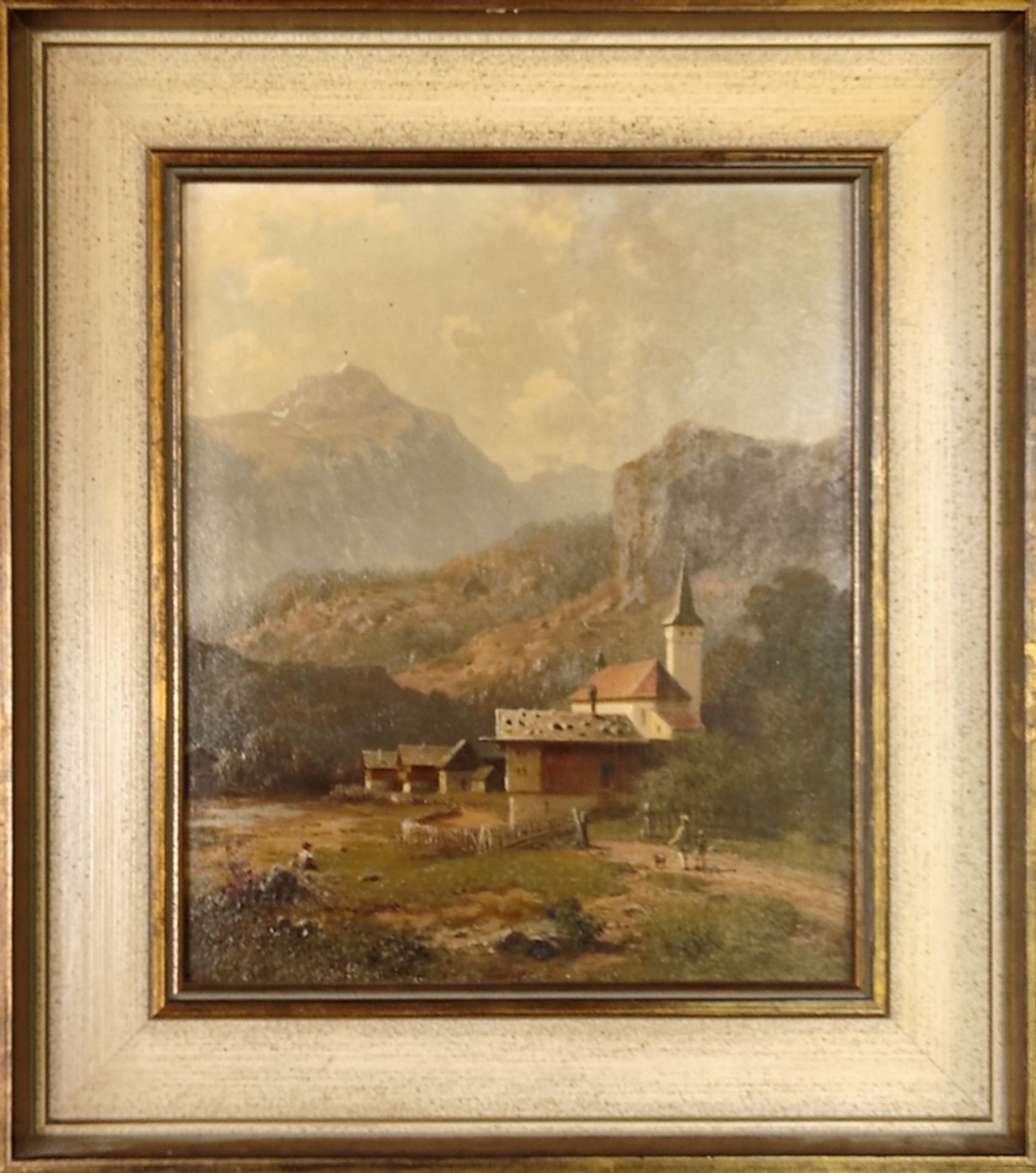 Meermann, Arnold (1829 Rehden - 1908 Nieder Thalheim bei Bad Landeck) "Village church" with view of - Image 2 of 4