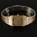 Armbanduhr, Ebel, Classic Wave, Stahl mit Gold, Rechteckgehäuse mit Indizes, Maße 20x18mm, Saphirgl