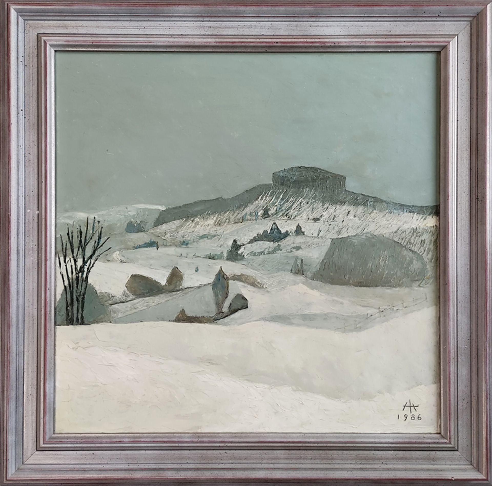 Siekiersky, Alfred Friedrich (1911 Durlach - 1991 Karlsruhe) "Hopfenberg im Winter", Öl auf Leinwan - Bild 2 aus 5