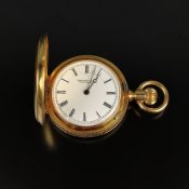 Exquisite Savonette Tiffany & Co, Sprungdeckeltaschenuhr, 750/18K Gelbgold, Emaille-Ziffernblatt mi