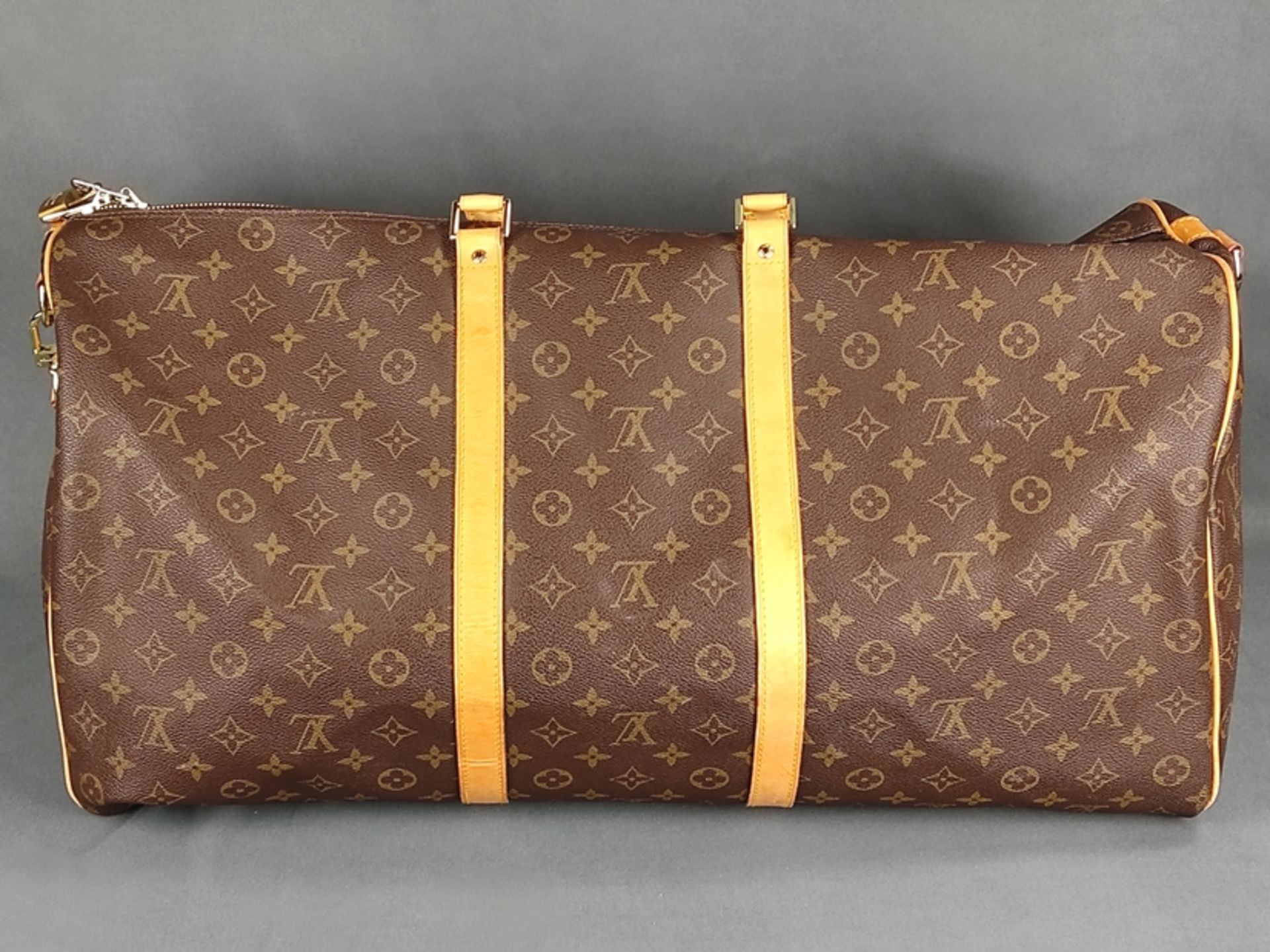 Louis Vuitton Reisetasche "Keepall 60", Monogram-Canvas, braune Lederhenkel und verstellbaren (abne - Bild 2 aus 4