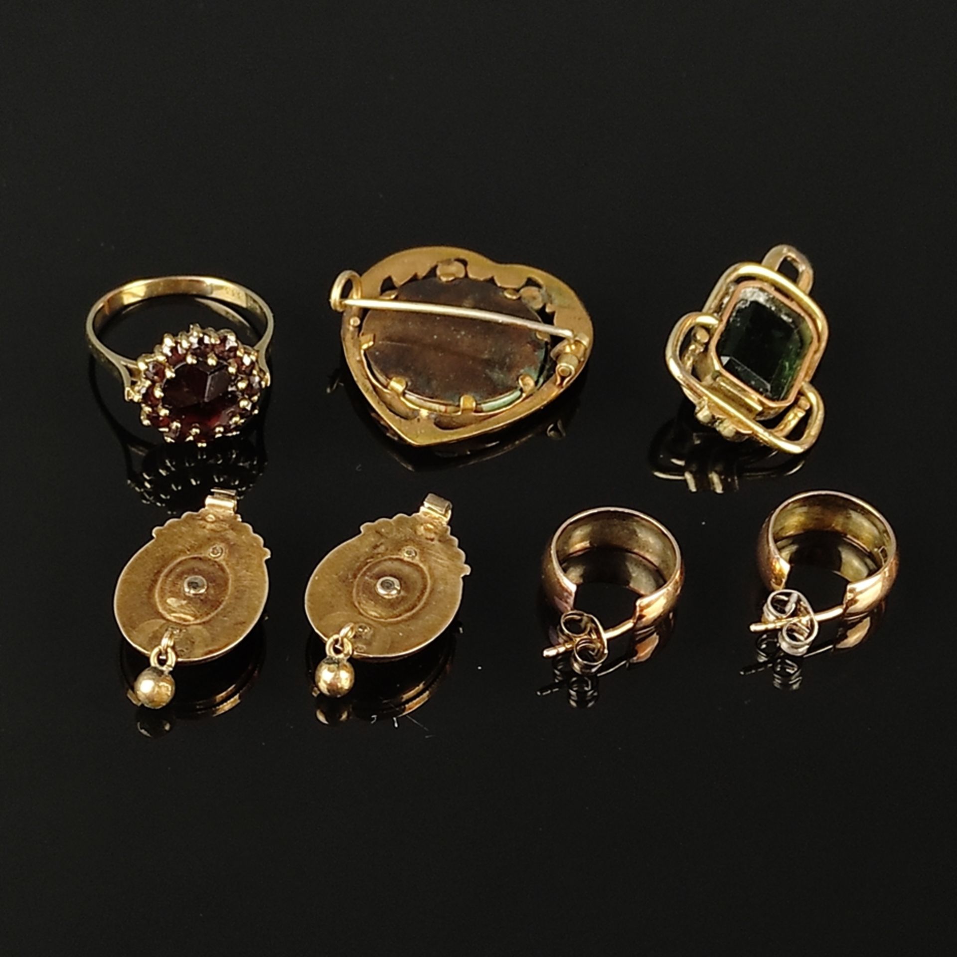 Jewellery lot, 7 pieces, consisting of a pair of hoop earrings, 333/8K yellow gold (hallmarked), 3. - Image 2 of 6