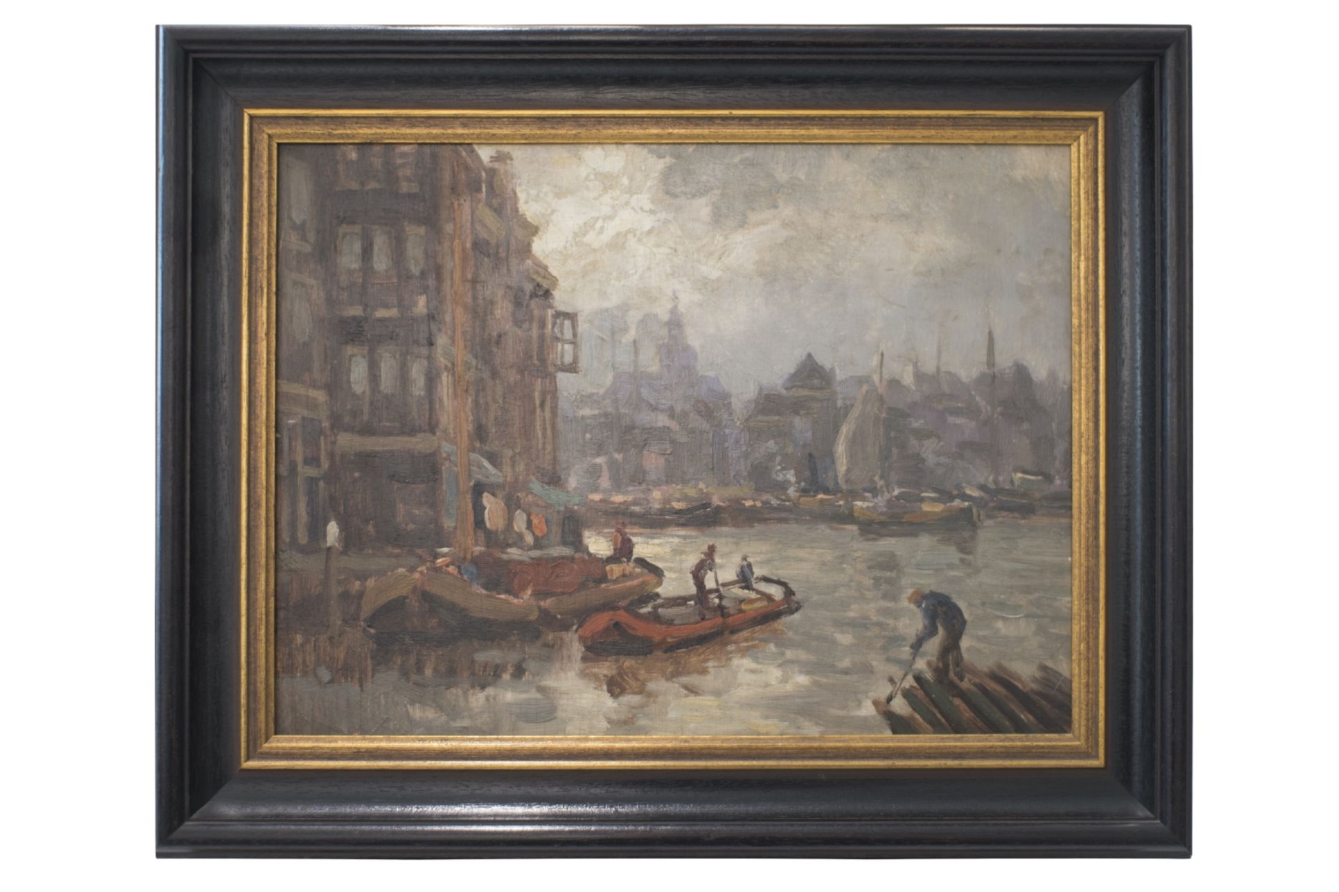 Kuenstler Ende des 19.Jahrhundert, Impressionistische Ansicht einer Hollaendischen Hafenstadt