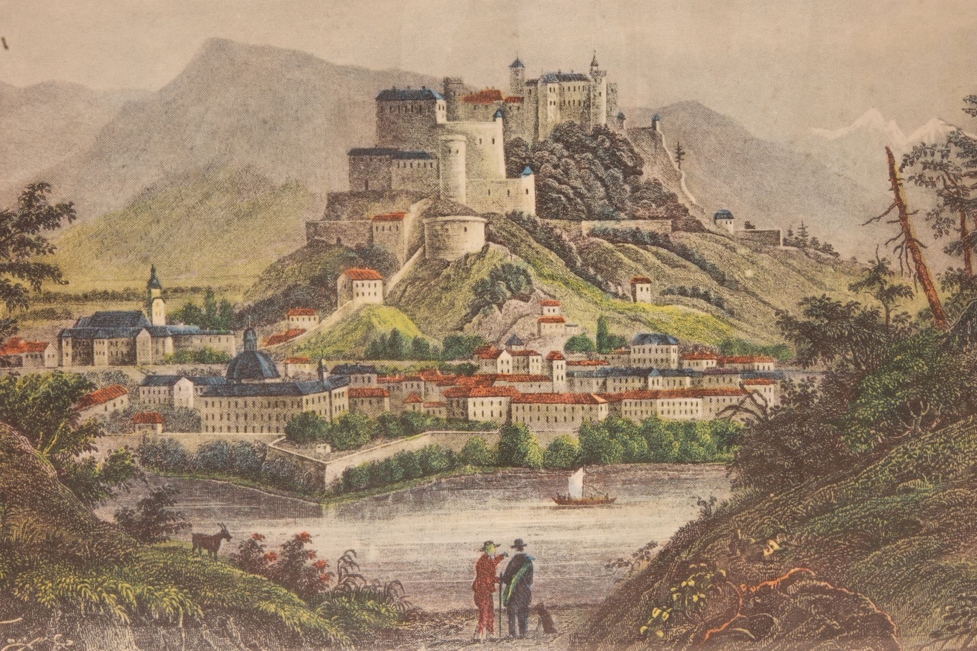 Artists of the 19th Century, Salzburg with Fortress Hohensalzburg on the Salzach River - Image 4 of 5