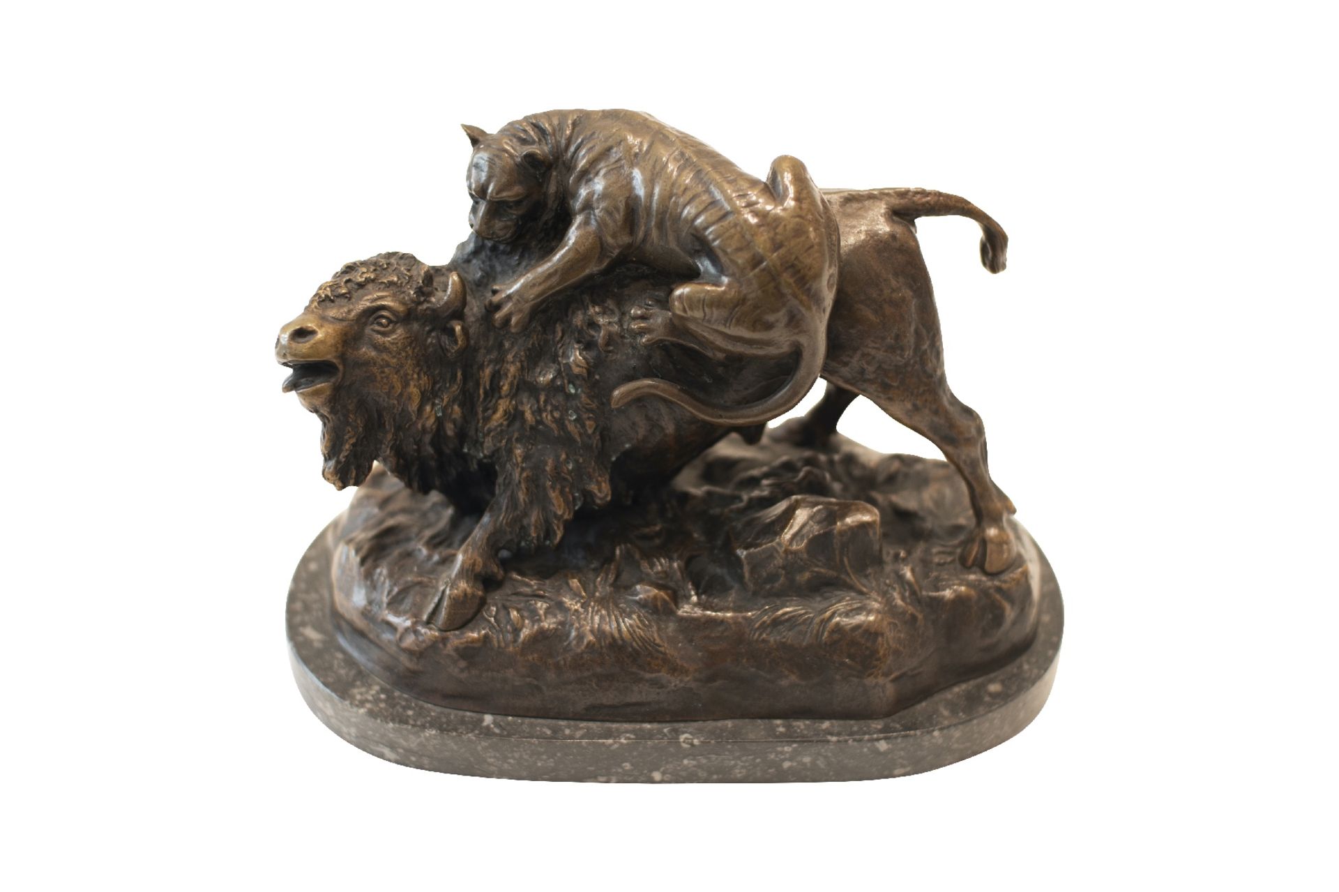 Sculpture, Bison Fighting a Tiger