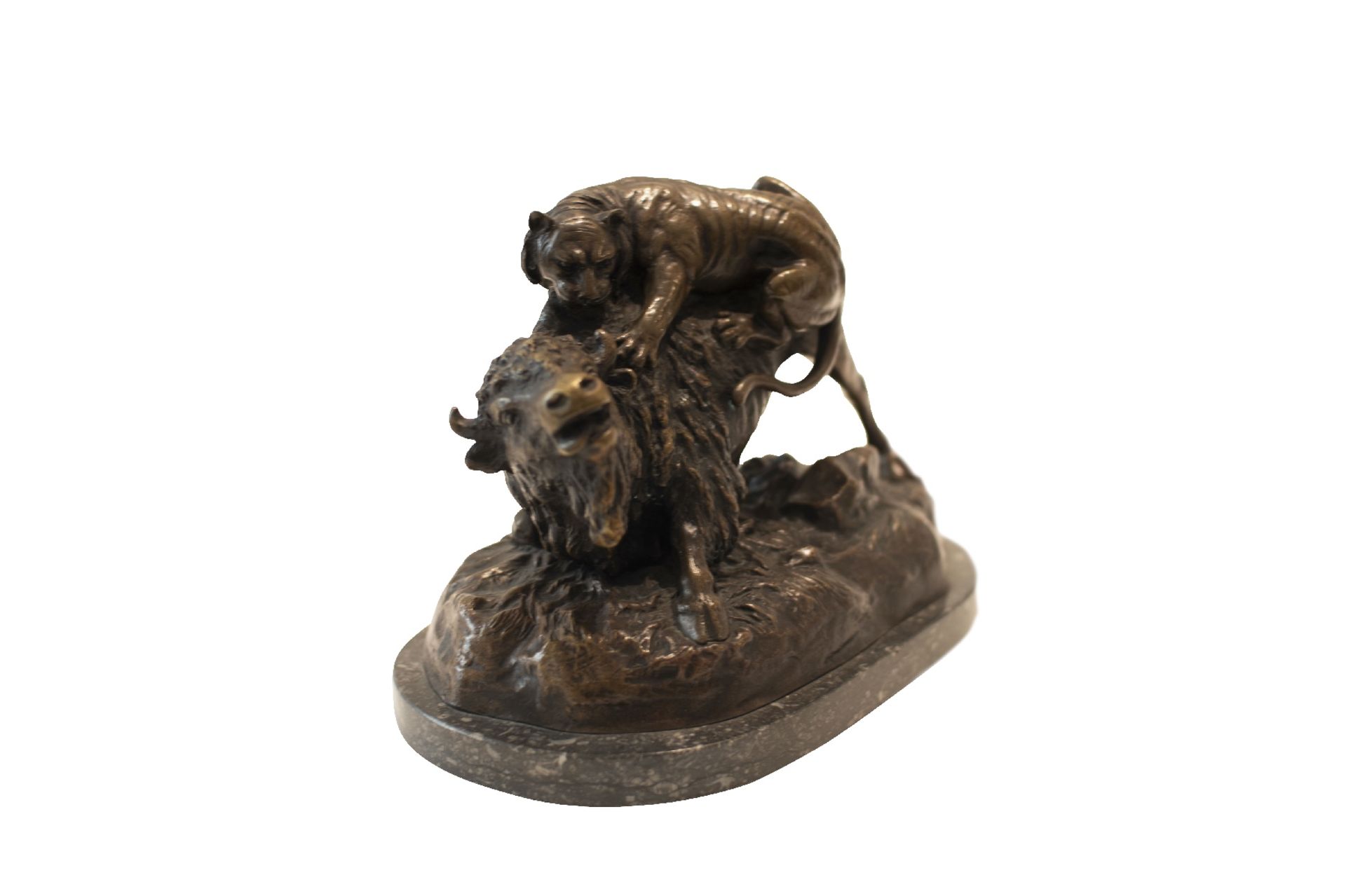 Sculpture, Bison Fighting a Tiger - Image 2 of 6