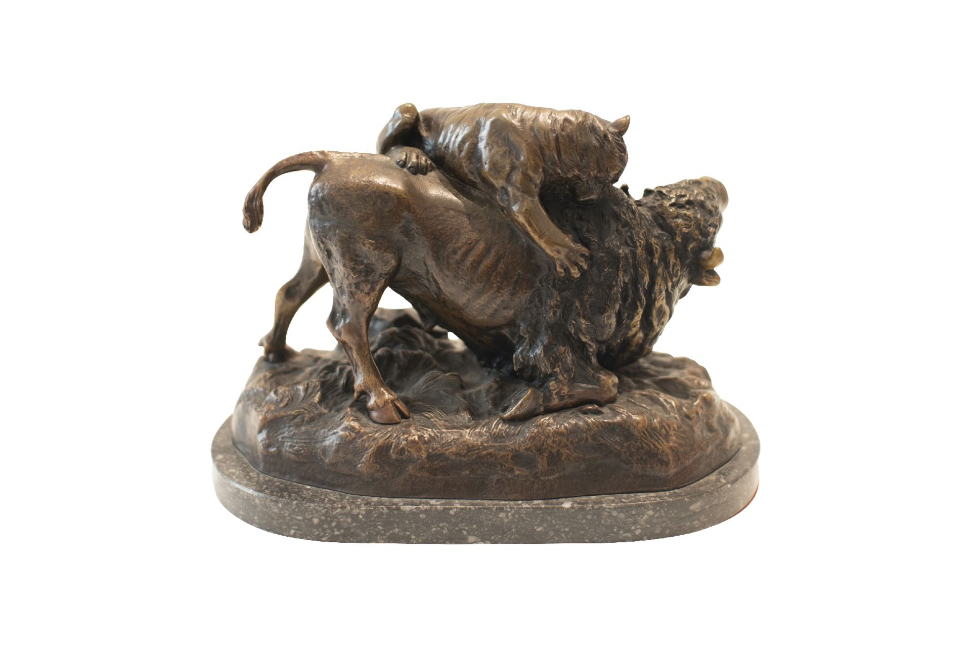 Sculpture, Bison Fighting a Tiger - Image 3 of 6
