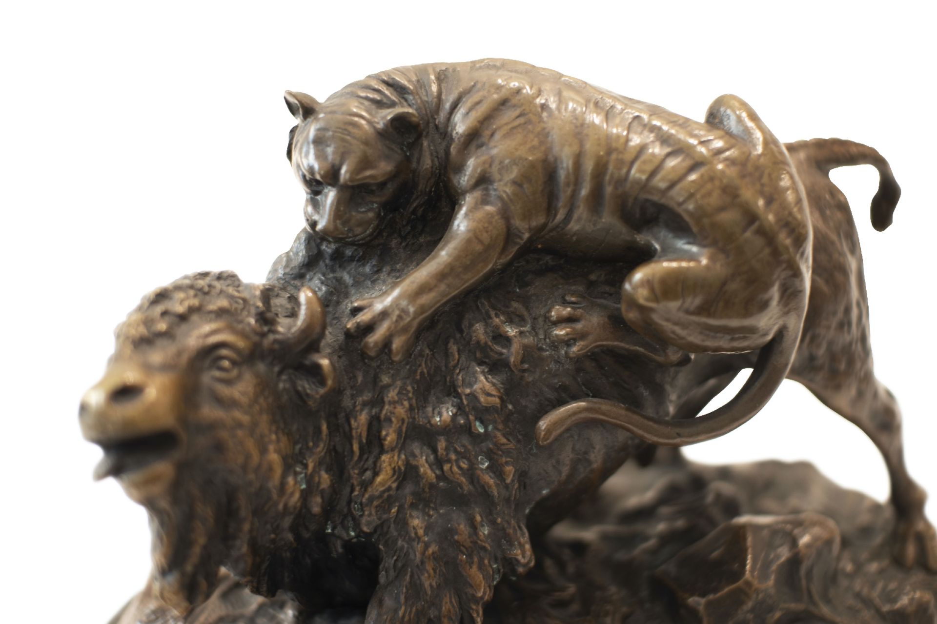 Sculpture, Bison Fighting a Tiger - Image 6 of 6