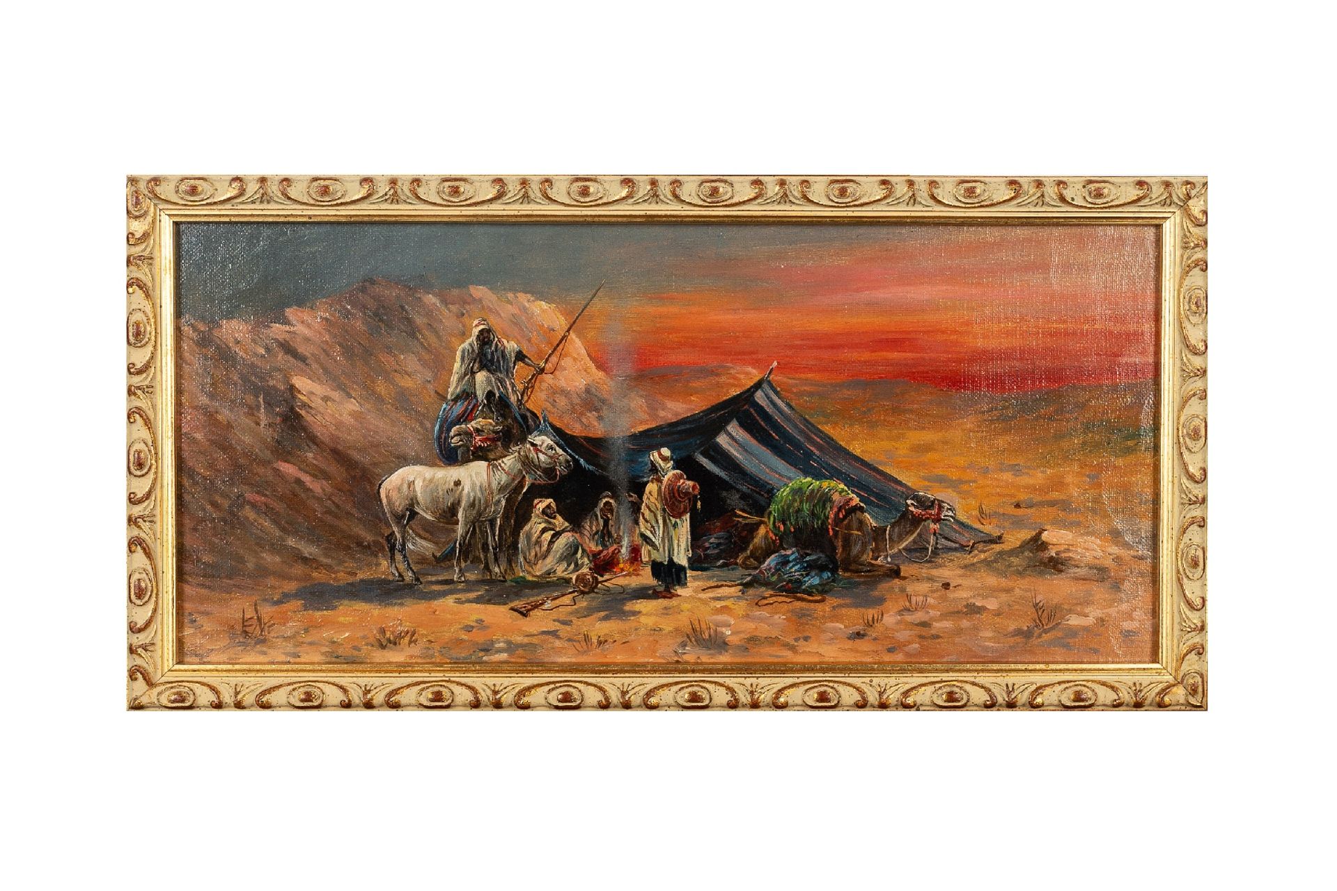 Orient Maler Ende 19. Jahrhundert, Beduinenlager Bild 1