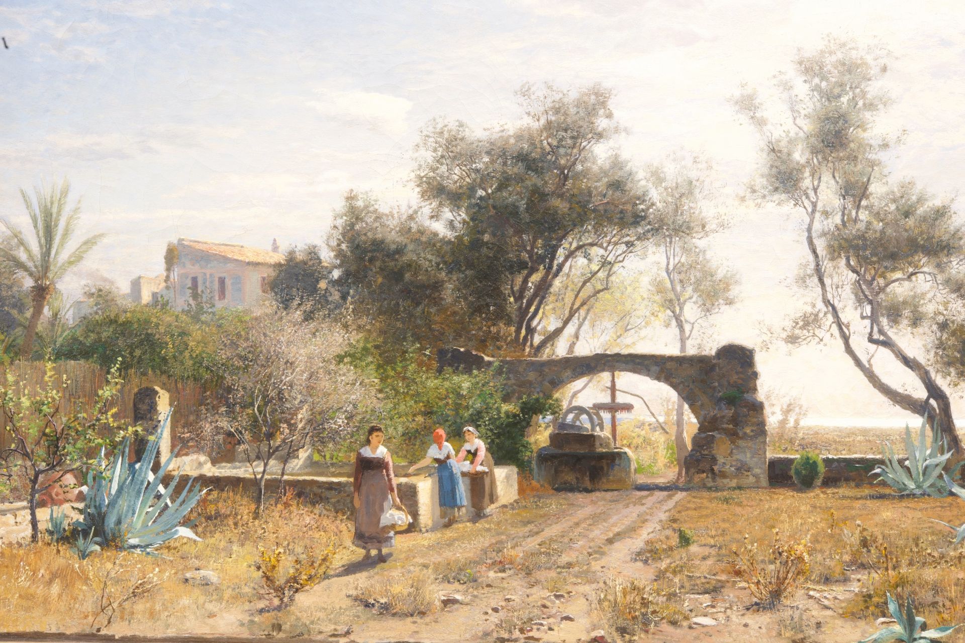 Max Wilhelm Roman (1849-1910), Italienische Landschaft mit Frauen am Brunnen 1886 | Max Wilhelm Roma - Bild 2 aus 5
