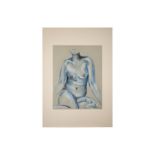 Pauline Buchinger, Aktbild sitzend Blau | Pauline Buchinger, Nude Sitting Blue