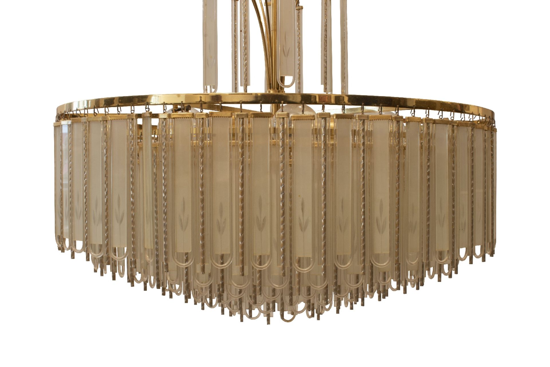 Deckenluster, 2. Haelfte 20. Jahrhundert | Ceiling Lamp with Glass Prisms - Bild 3 aus 5