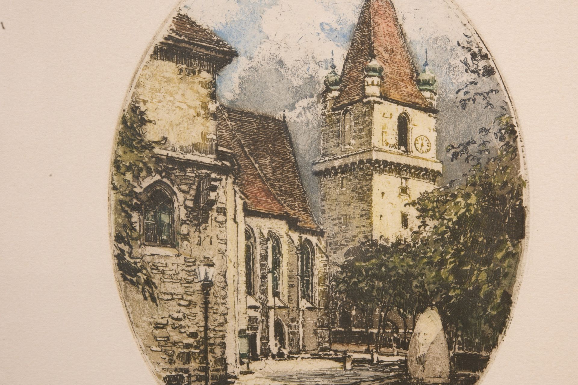 Robert Kasimir (1914-2002), Ansicht einer Kirche mit Vorplatz | Robert Kasimir (1914-2002), View of  - Bild 2 aus 5