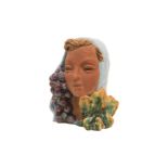 Gmundner Keramik, Frauen Kopf mit Trauben | Gmundner Ceramics, Woman's Head with Grapes