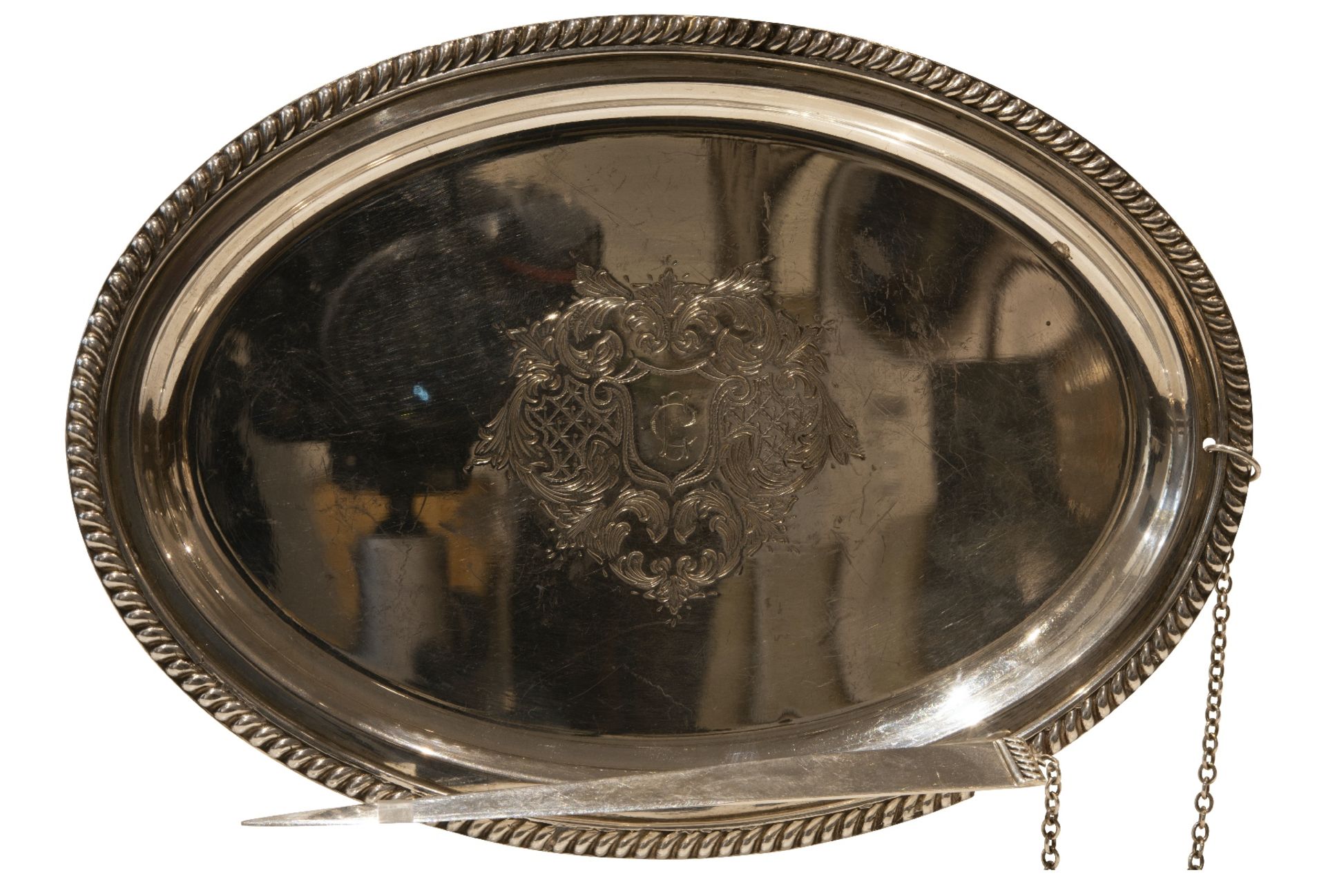 F.Illi Baggio Alessandria Italien ovale Silberschale | F.Illi Baggio Oval Silver Tray - Bild 3 aus 5