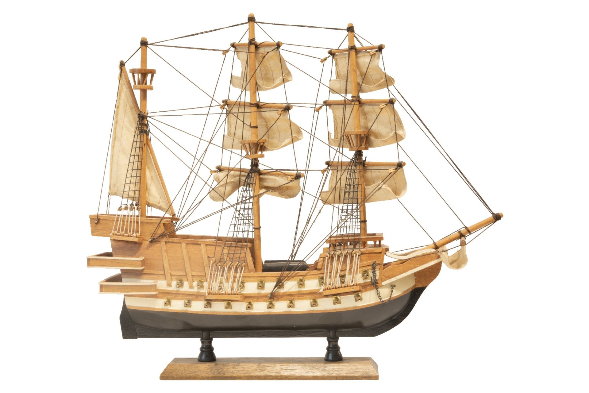 Segelschiff Modell Dreimaster Holz | Sailing Ship Model Three-Master Wood - Bild 3 aus 5