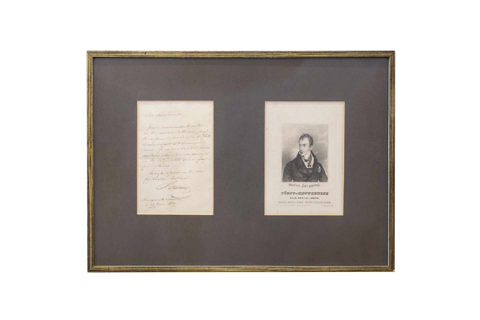 Clemens Wenzel Lothar Fuerst von Metternich (1773-1859), 14 zeiliger eigenhhaendiger Brief | Clemens