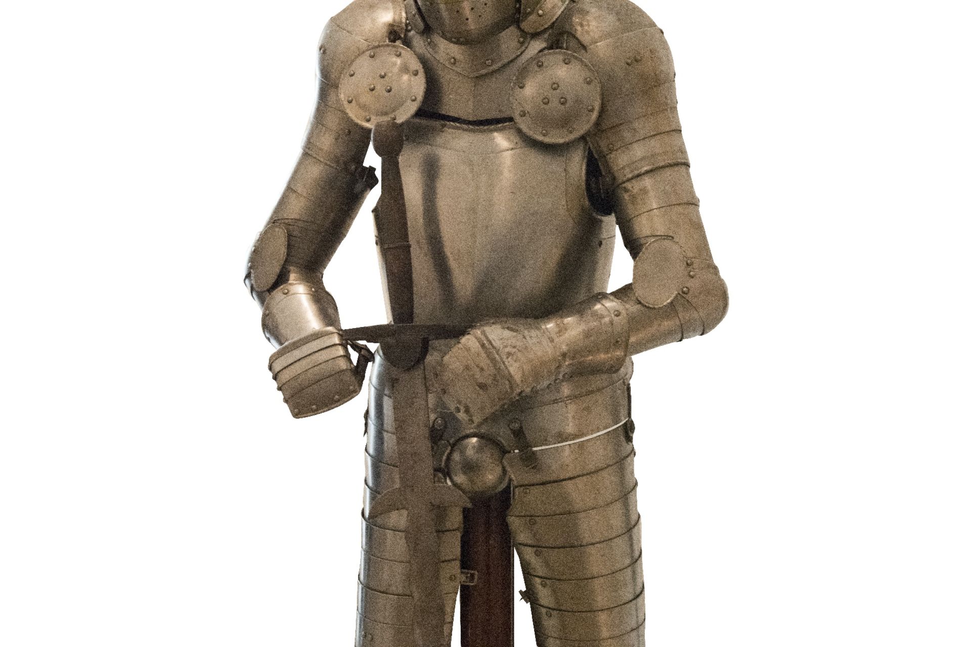 Ritterruestung auf Holzgestell mit Schwert, 20. Jahrhundert | Knight Armor on Wooden Rack with Sword - Image 3 of 5