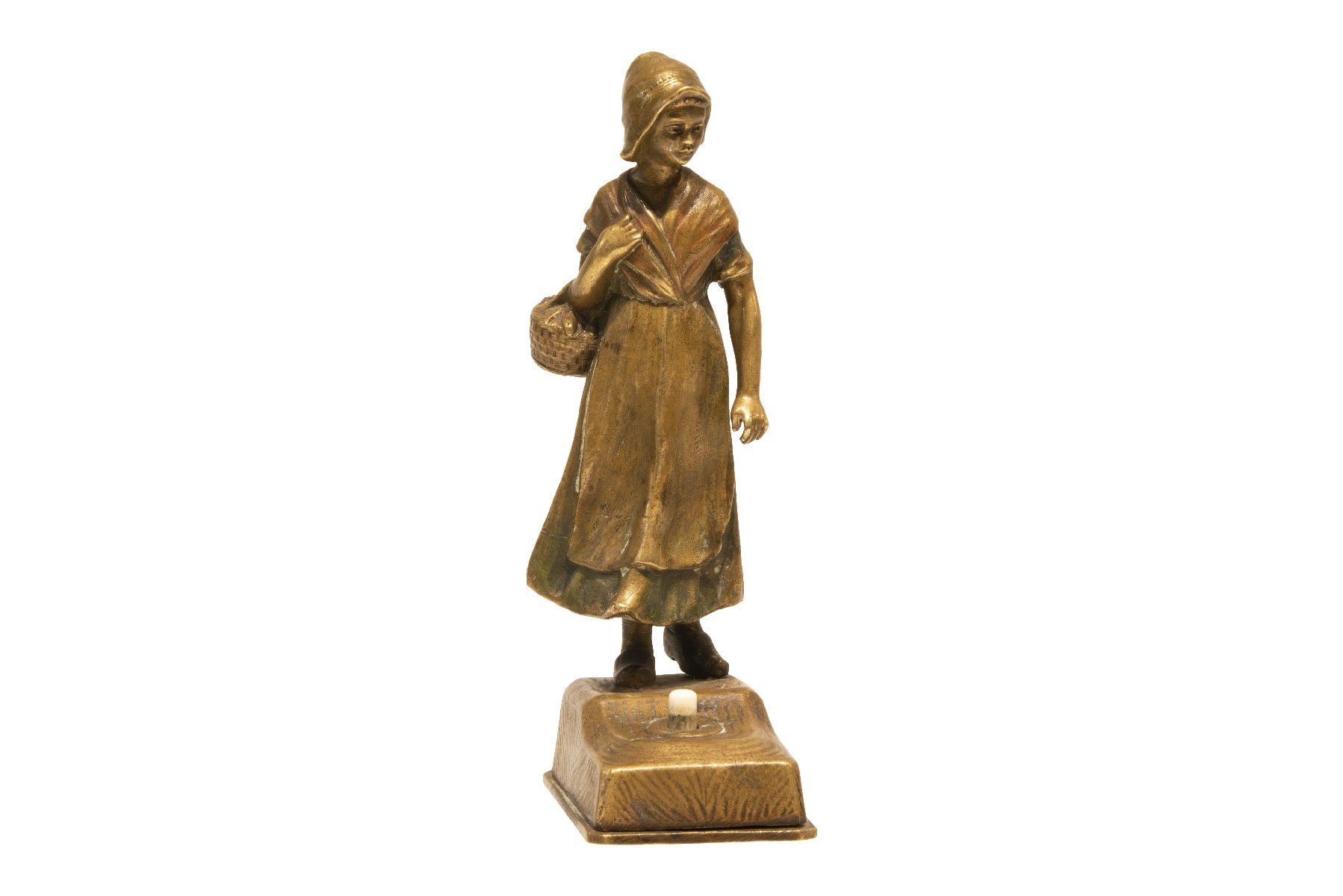 Jugendstil Tischglocke Maedchen mit Korb | Art Nouveau Table Bell Girl with Basket