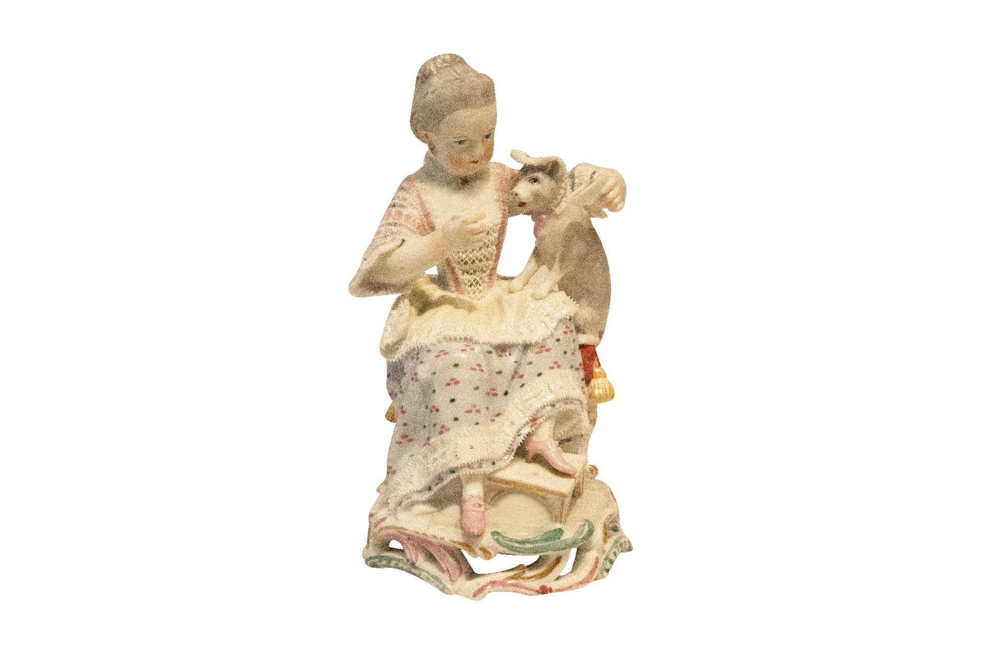 Michael Victor Ancier, Meissen Porzellan Figur, Das Maedchen mit der Katze | Michael Victor Ancier M